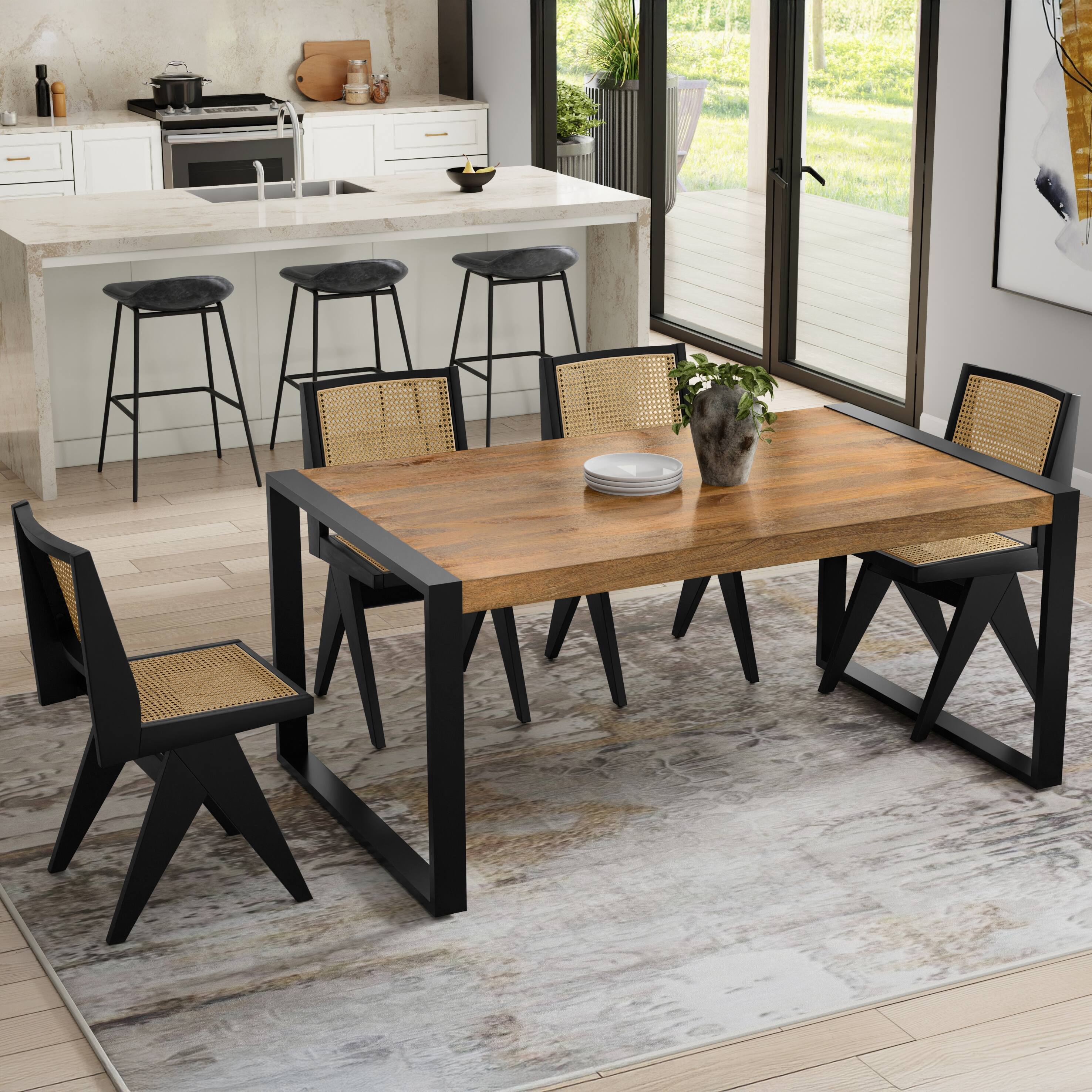 Left. Simpli Home - McKenzie 66 inch x 40 inch Rectangle Modern Industrial Dining Table in Light Tobacco - Light Tobacco.