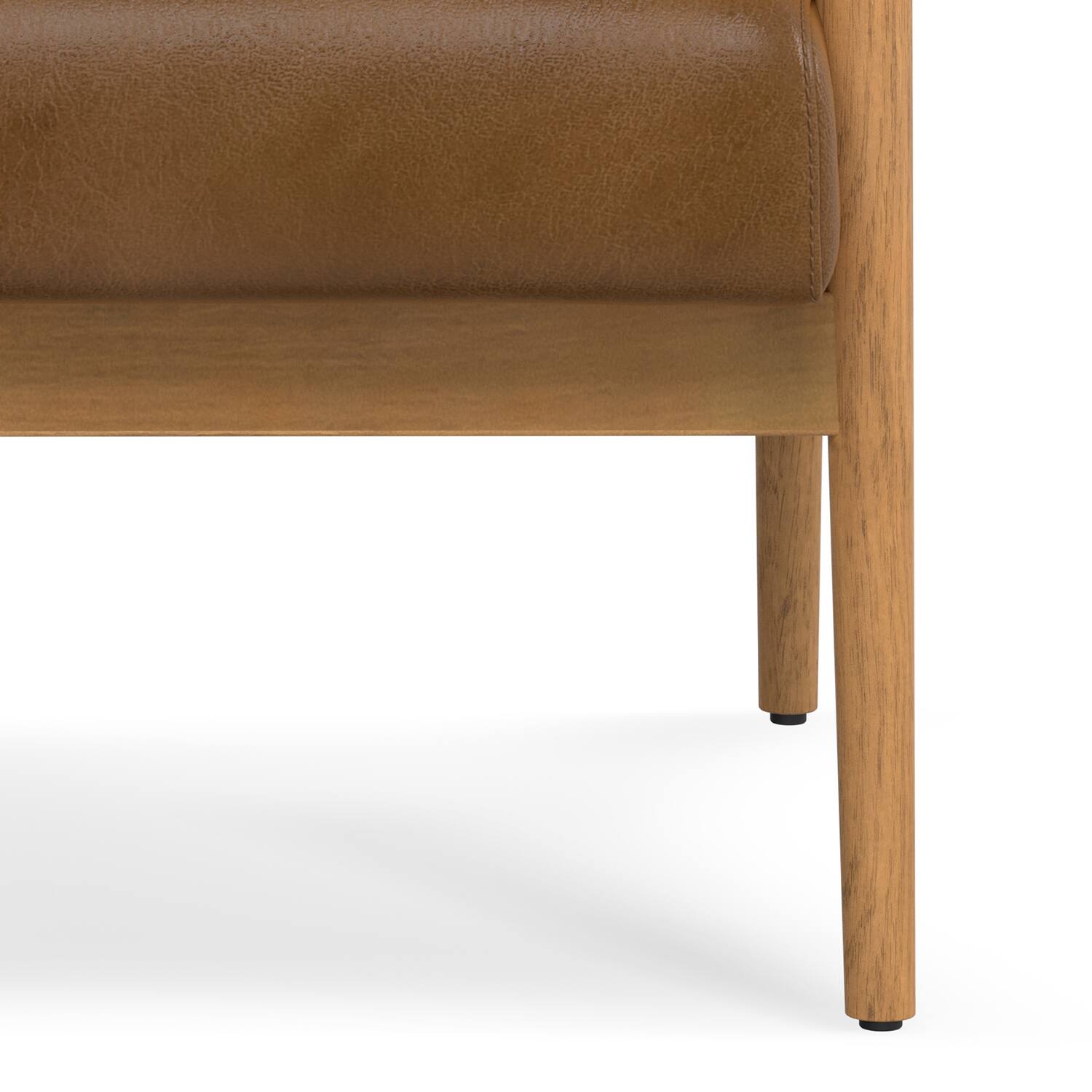 Alt View 1. Simpli Home - Paloma 22 inch Wide Contemporary Accent Chair in Caramel Brown Genuine Leather - Caramel Brown.