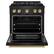 Angle. ZLINE - 30 in. Wide 4 Burner Autograph Edition 4.2 cu. ft. Paramount Freestanding Gas DuoPro Range and Polished Gold Accents - Black Stainless Steel.