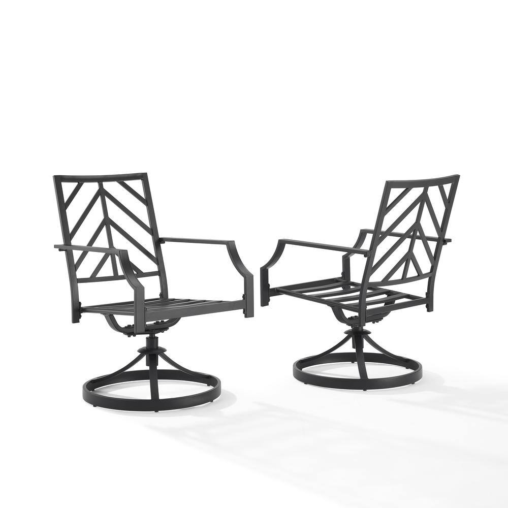Back. Crosley Furniture - Otto 2Pc Swivel Outdoor Dining Chair Set - 2 Swivel Chairs - Gray.