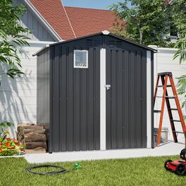 Mondawe - 6FT x 4FT Metal Outdoor Storage Shed - Gray