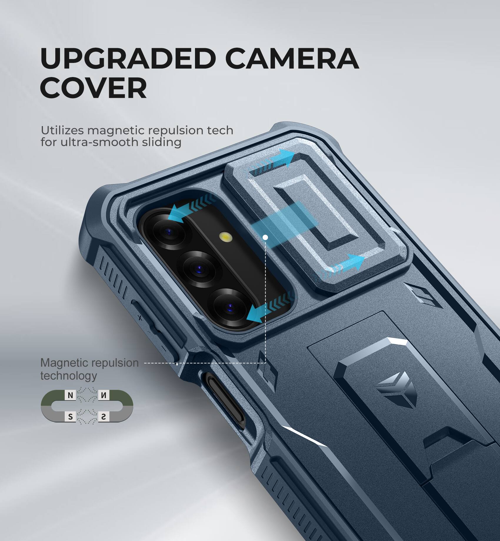 UPGRADED CAMERA COVER

Utilizes magnetic repulsion tech for ultra-smooth sliding

Magnetic repulsion technology