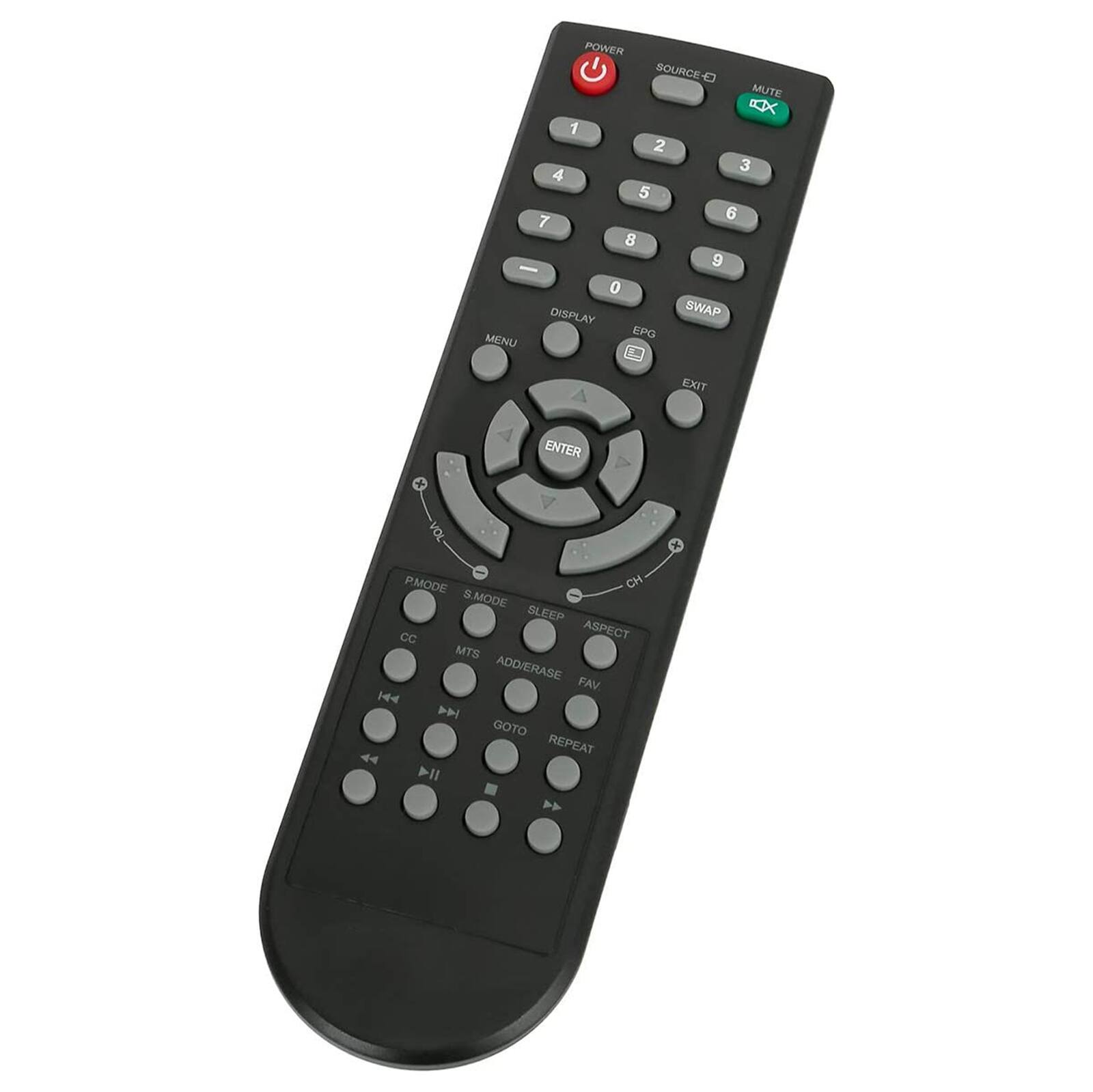 POWER SOURCE MUTE 1 2 3 4 5 6 7 8 9 0 DISPLAY SWAP EPG U EXIT ENTER VOL + P.MODE CH S.MODE SLEEP CC ASPECT MTS ADD/ERASE FAV H4 GOTO REPEAT
