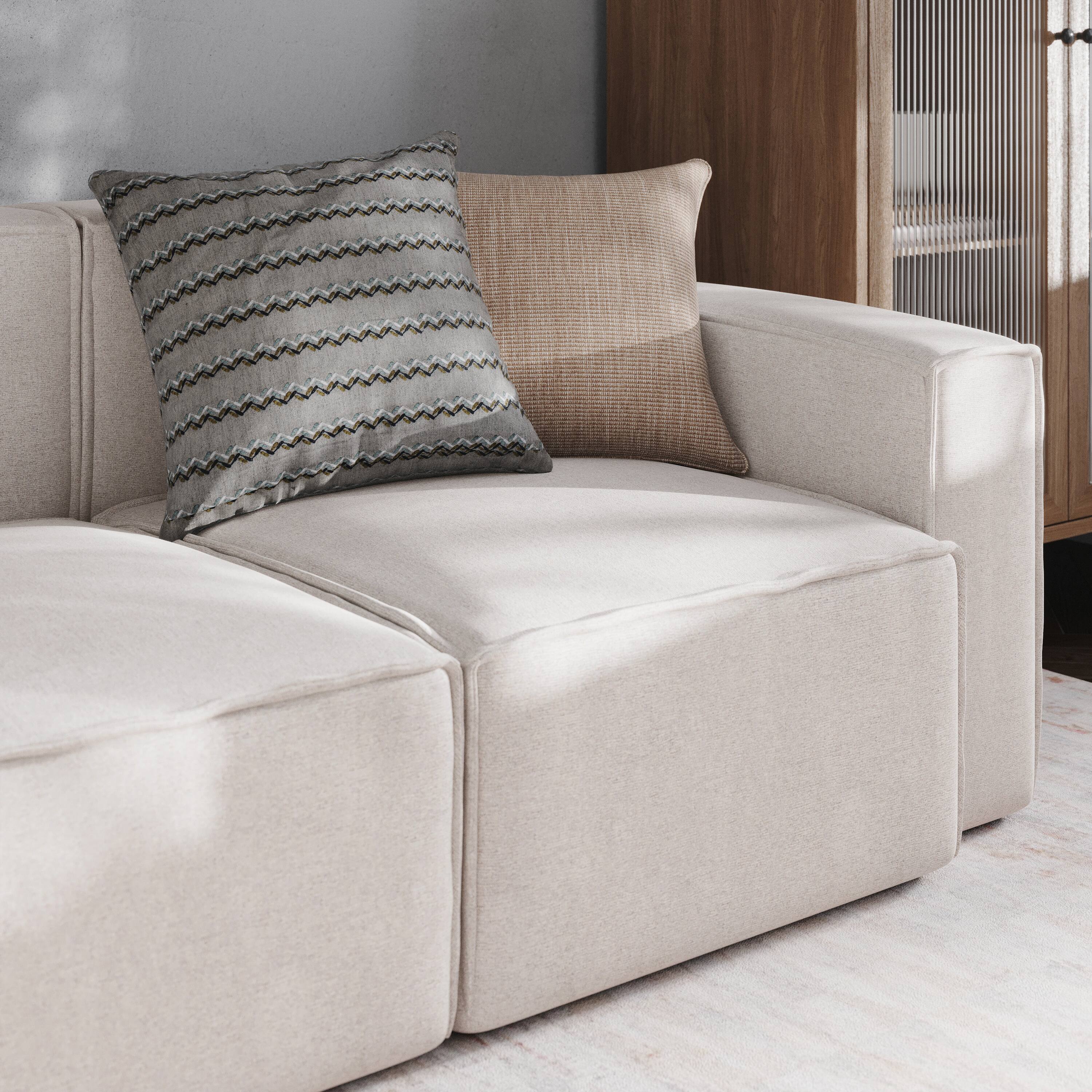 Alt View 3. Emma + Oliver - Farmount Modular Right Side Armchair with Arm Rest - Cream.