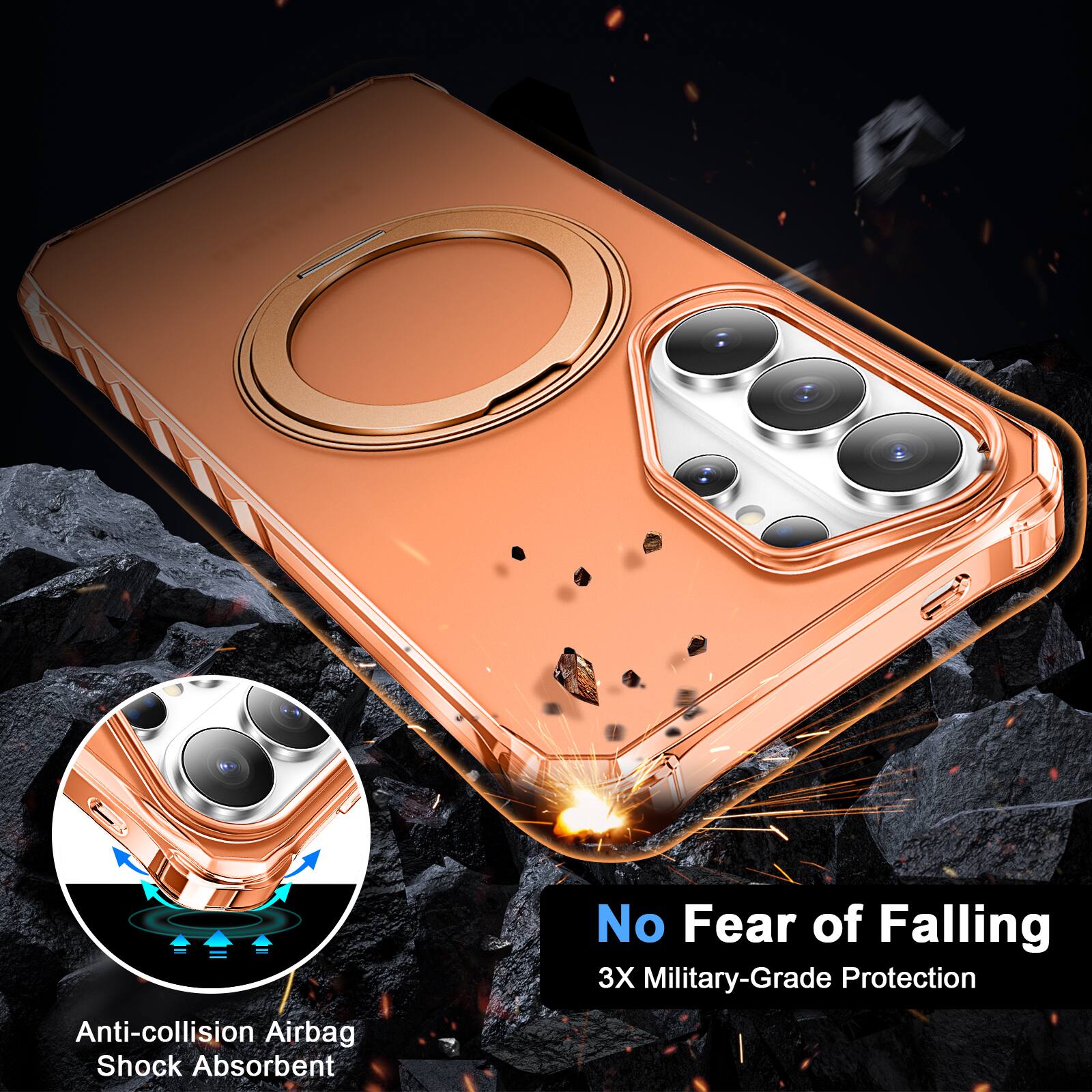 Anti-collision Airbag  
Shock Absorbent  
No Fear of Falling  
3X Military-Grade Protection