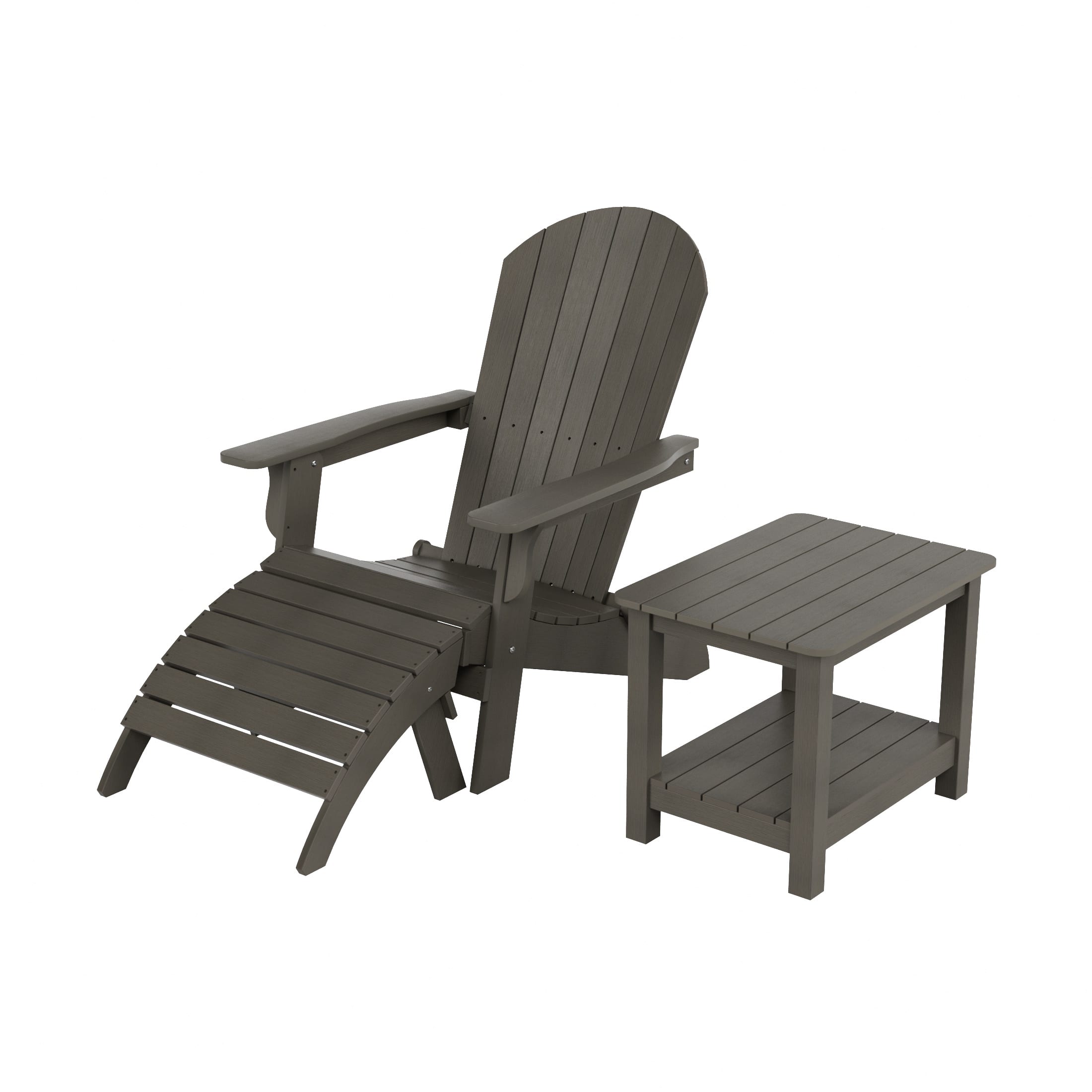 WestinTrends - Tuscany 3-Piece HIPS Outdoor Folding Adirondack Seashell Chair With Folding Ottoman And Side Table - Charcoal Gray price history on PriceWatchPro