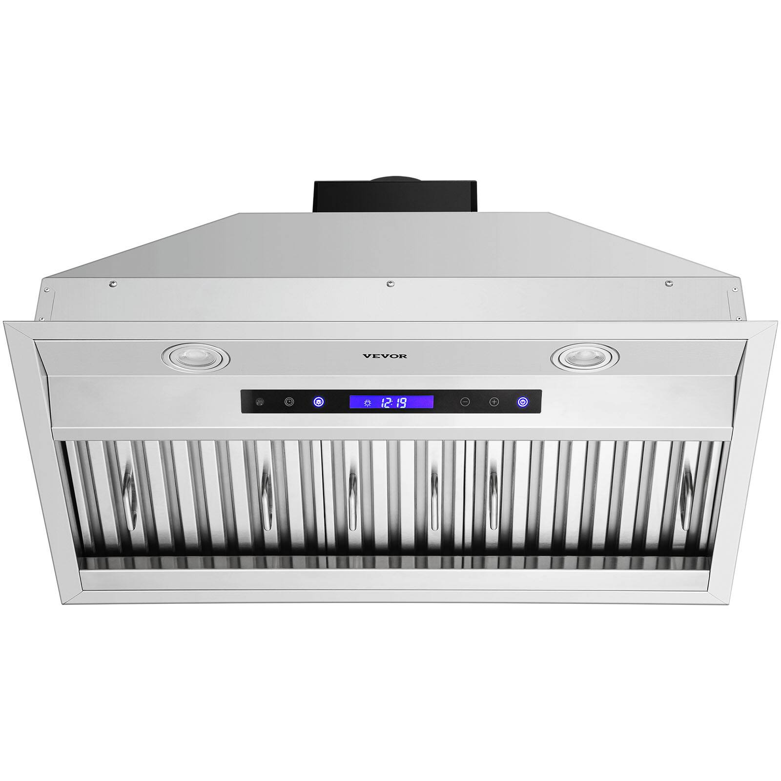 Alt View 5. VEVOR - Insert Range Hood, 900CFM 4-Speed, 30 Inch Stainless Steel Built-in Kitchen Vent with Touch & Remote Control LED Lights - Silver.