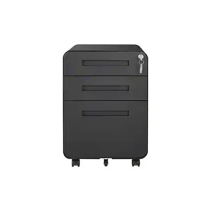 Front. Boyel Living - 3 Drawer Mobile File Cabinet Under Desk Office Versatile Storage Cabinet - Black.