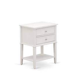 East West Furniture - FN08Q-1VL0C 2-Piece Fannin Queen Bedroom Set with 1 Queen Bedframe and a Small End Table - Linen Fabric - Mist Beige