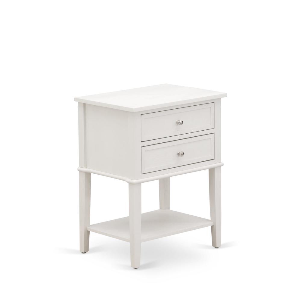Angle. East West Furniture - East West Furniture VL-0C-ET Small Night Stand with 2 Wooden Drawers, Stable and Sturdy Constructed - Wire brushed - Wire Brushed Butter Cream.