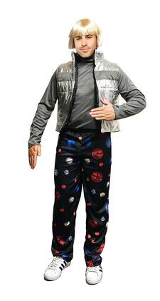 Seeing Red - SNL Space Pants Costume Complete with Wig and Vest | Men's - Black