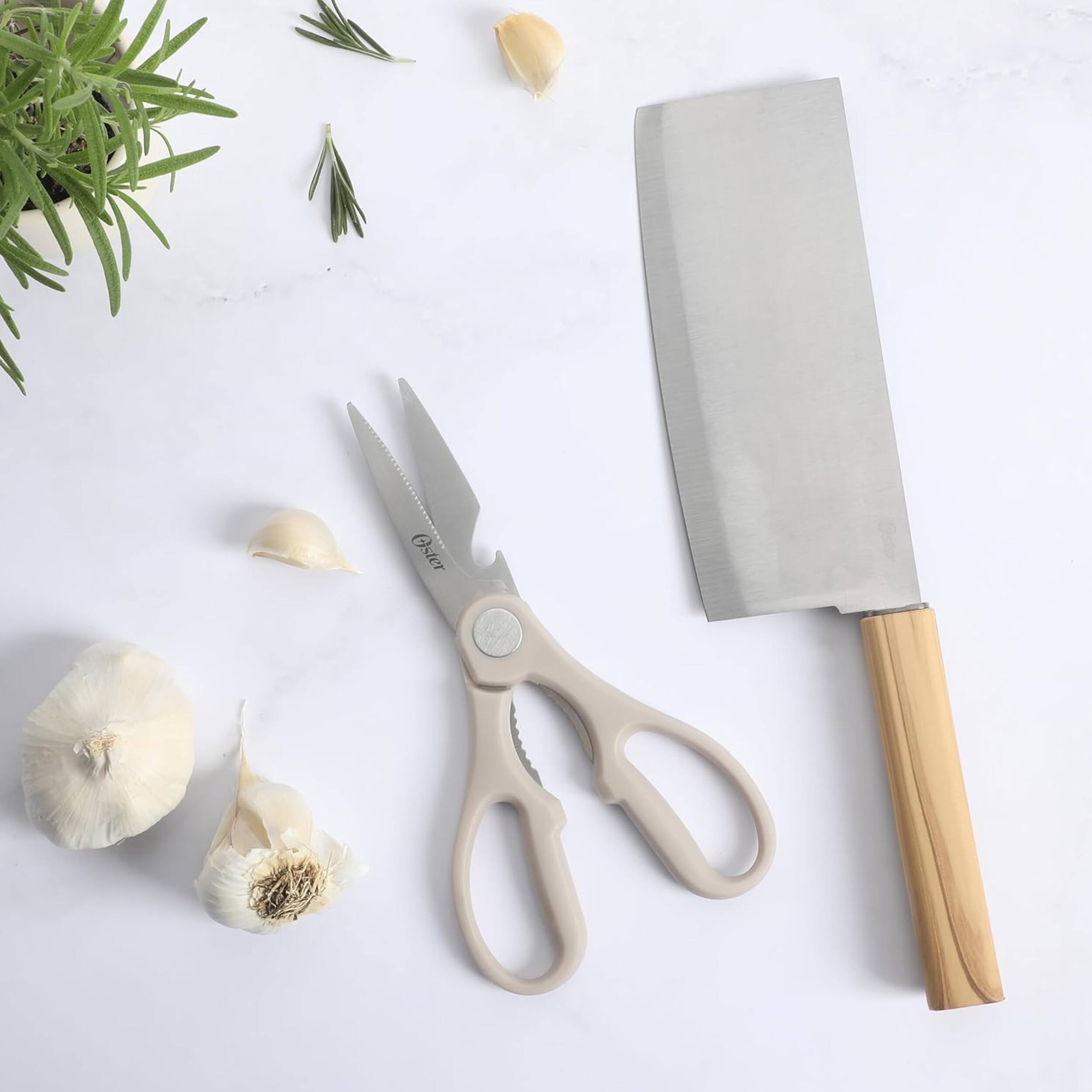 Alt View 3. Oster - Oster Huntingfield 2 Piece Stainless Steel Cleaver and Scissor Set with Faux Wood Handles.