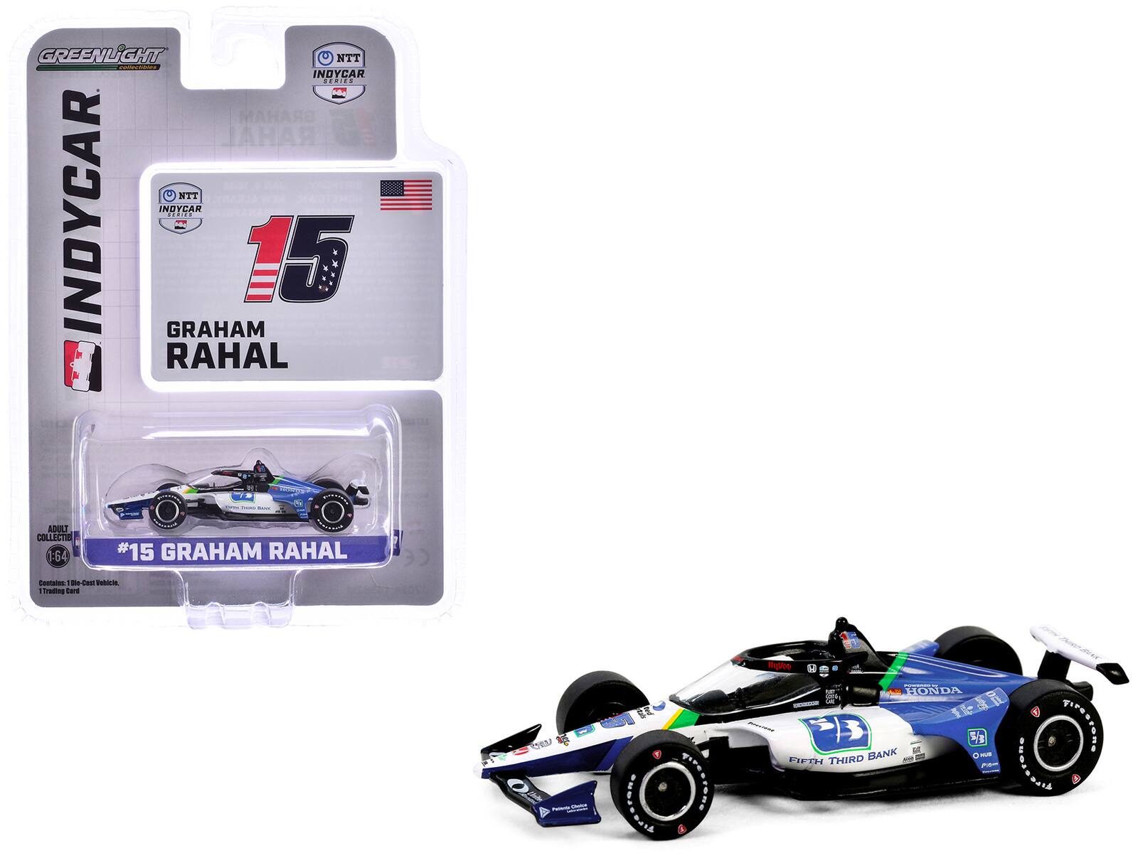 Greenlight - Dallara IndyCar #15 Graham Rahal "Fifth Third Bank" Rahal Letterman Lanigan Racing "NTT IndyCar Series" (2024) 1/64 - Blue,White