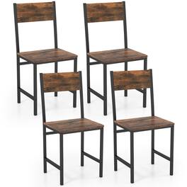Gymax - Set of 4 Dining Chairs w/Metal Legs Slanted Back Wide Seat for Living Room - Rustic Brown