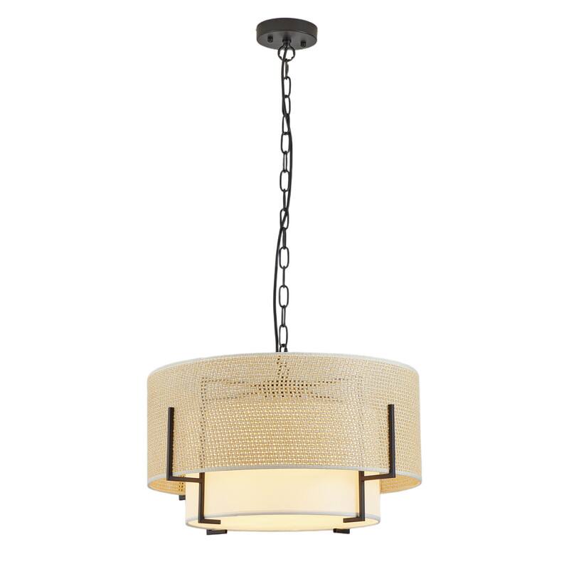 Angle. Adewalk - Rattan Pendant Light, Hand-Woven Boho Chandelier for Dining Room, Living Room, Bedroom, Hallway.