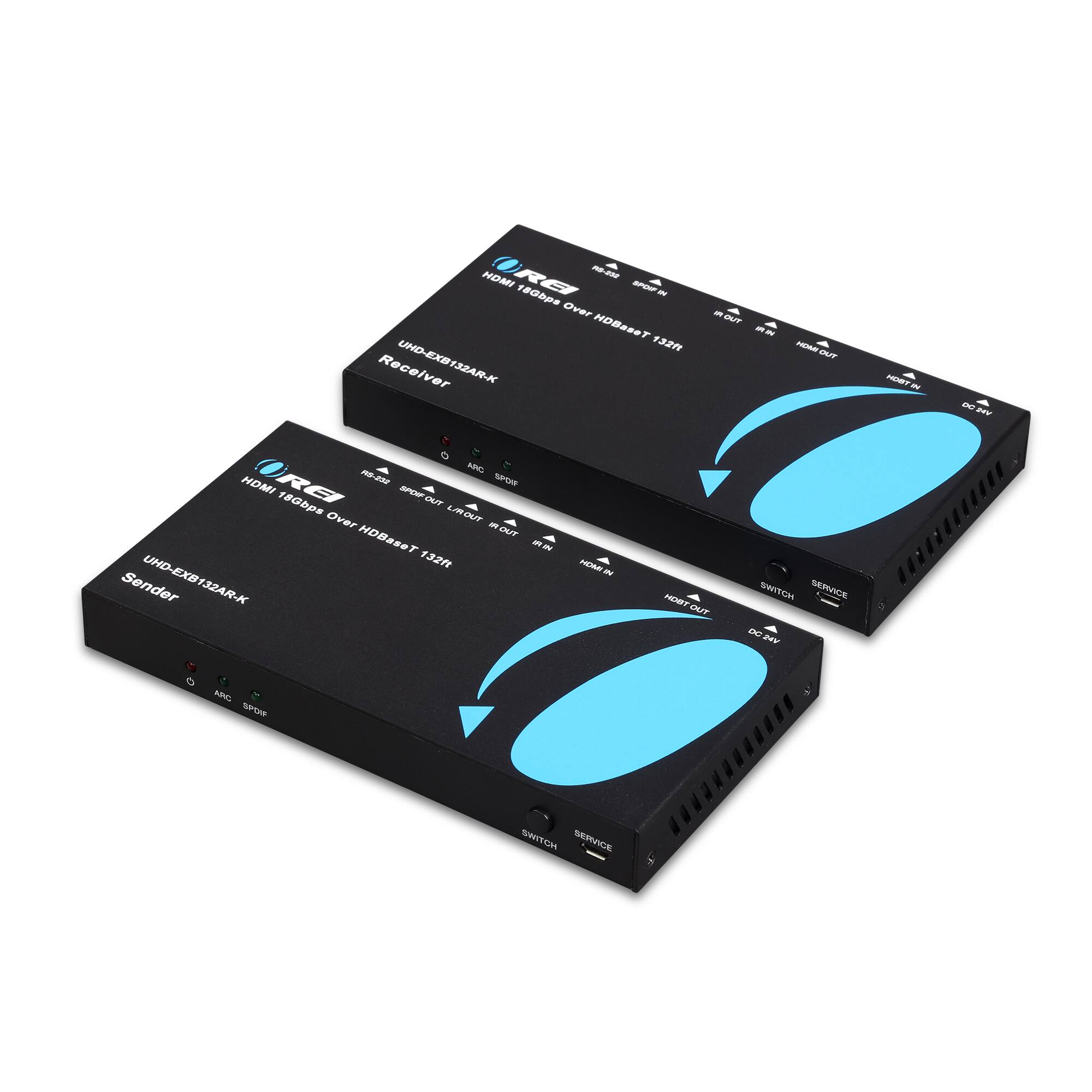 Orei - 4K HDBaseT HDMI™ Extender (ARC & CEC) - 132ft (cat6)-UHD-EXB132AR-K(NEW) - Black