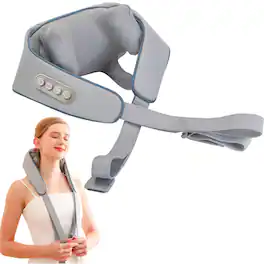 Cubilan - 6D Heated Neck Shoulder Massager Finger Pressure Kneading Full Body Relaxer - Gray