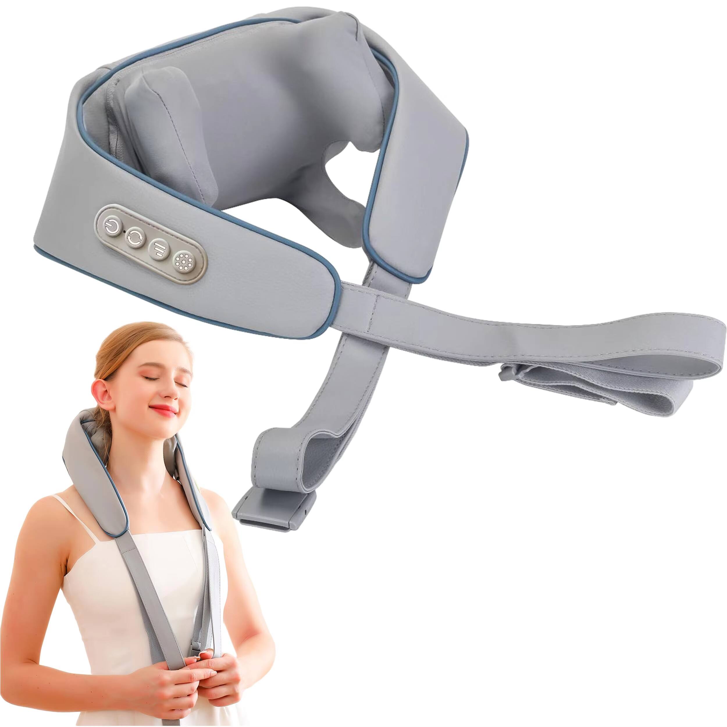 Front. Cubilan - 6D Heated Neck Shoulder Massager Finger Pressure Kneading Full Body Relaxer - Grey.