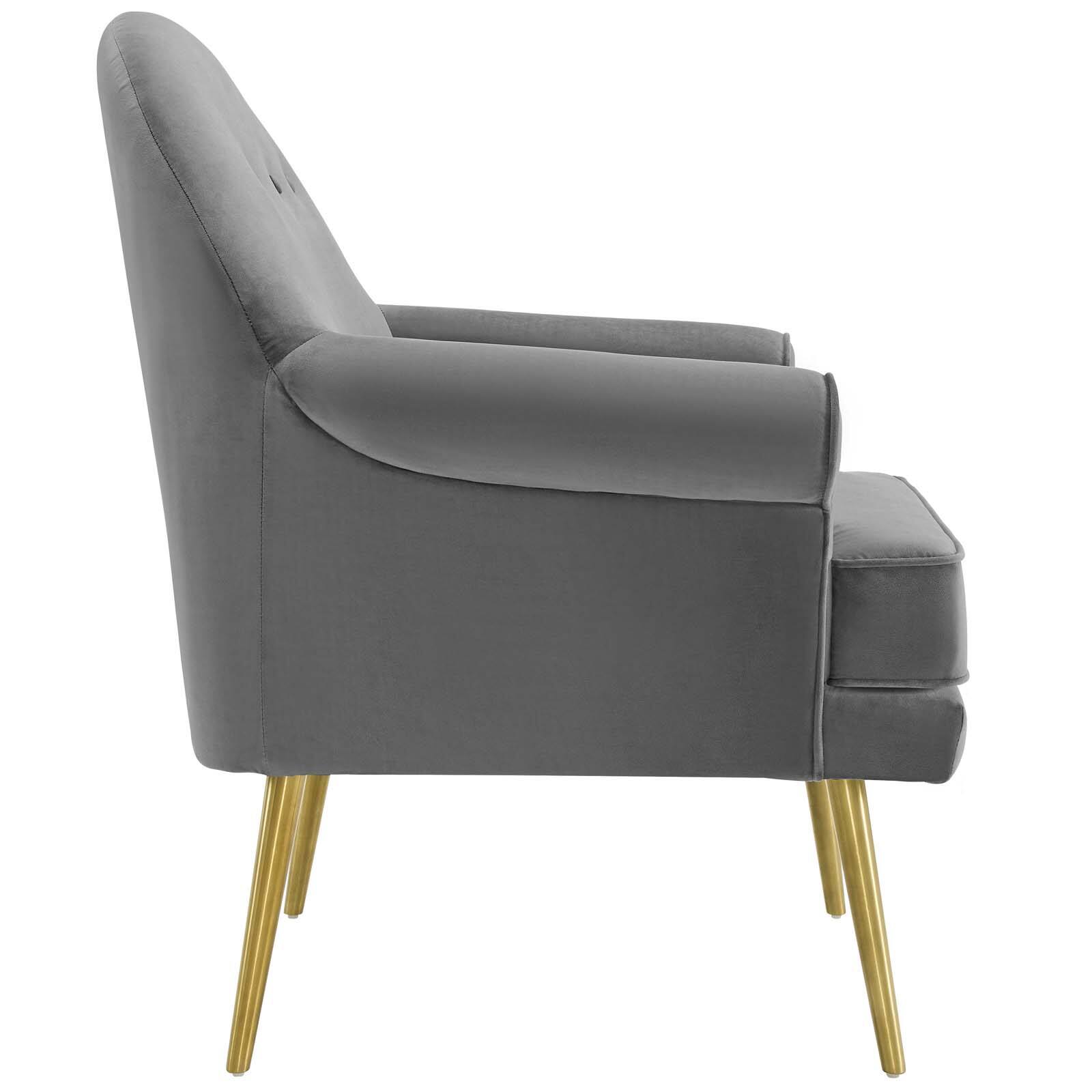 Back. Modway - Revive Tufted Button Accent Performance Velvet Armchair by Modway - Gray.