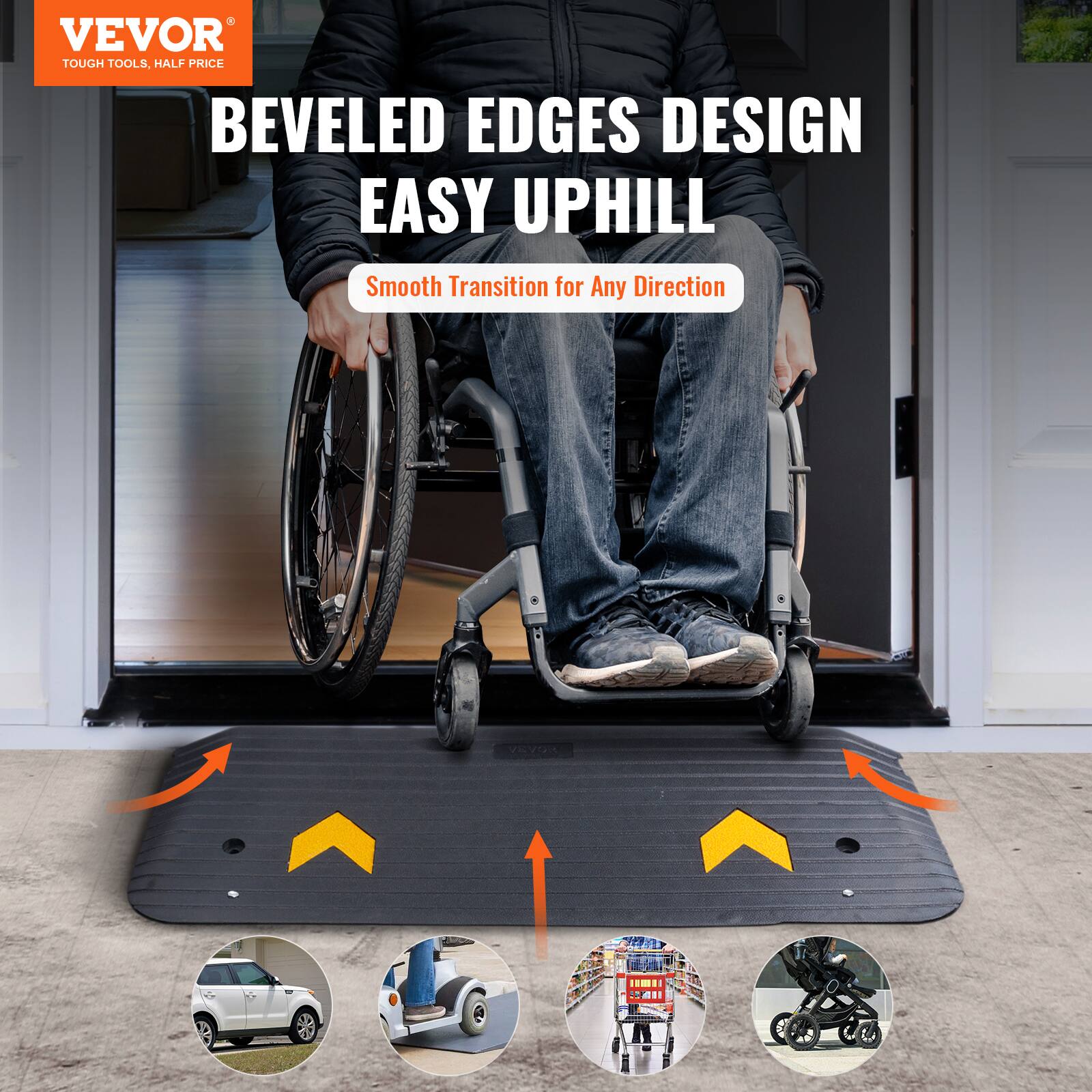 VEVOR TOUGH TOOLS, HALF PRICE BEVELED EDGES DESIGN EASY UPHILL Smooth Transition for Any Direction