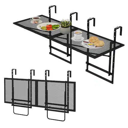 Front. Gymax - Gymax 2PCS 48'' Connectable Metal Folding Hanging Bar Table w/5-Level Adjustable Height - Black.