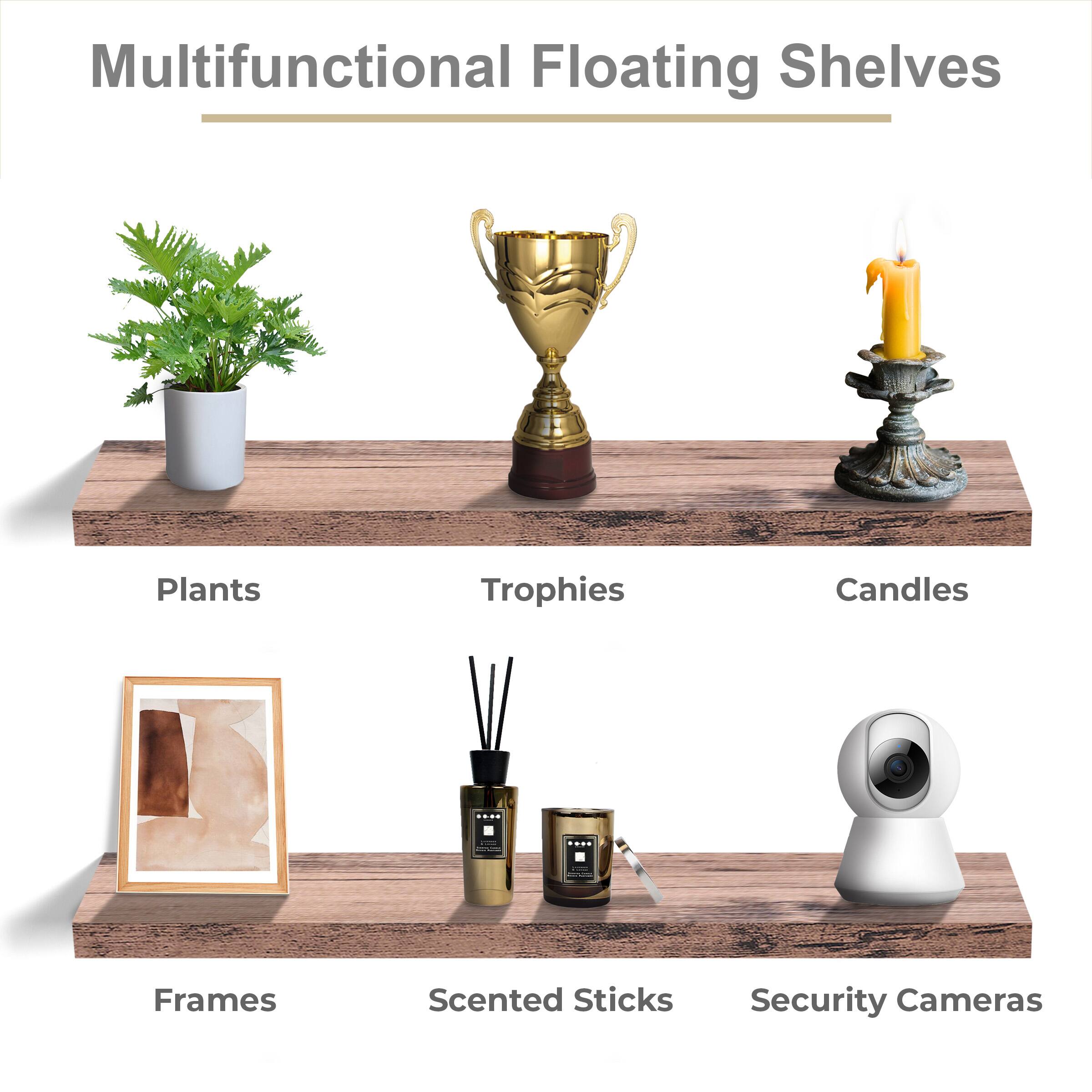 Multifunctional Floating Shelves
Plants, Trophies, Candles, Frames, Scented Sticks, Security Cameras