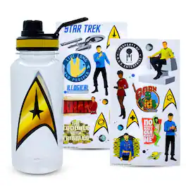Silver Buffalo - Star Trek Delta Logo Twist Spout Water Bottle and Sticker Set | 32 Ounces - Gold