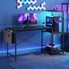 Front. RSPGAME - 51.3'' Gaming Desk with LED & Storage Drawer Ergonomic Computer Desk Headphone Hook, PC Gaming Desk for Home Office - Black.