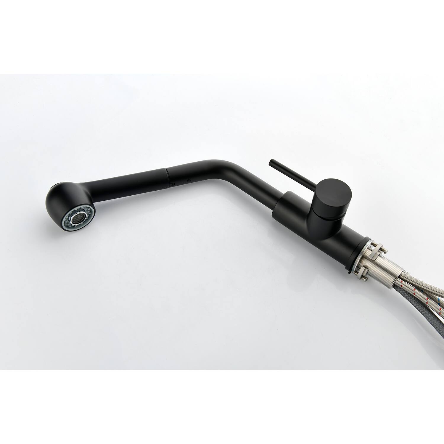 Alt View 2. Siljoy - Single Handle Kitchen Sink Faucet with Pull Out Sprayer - Matte Black.