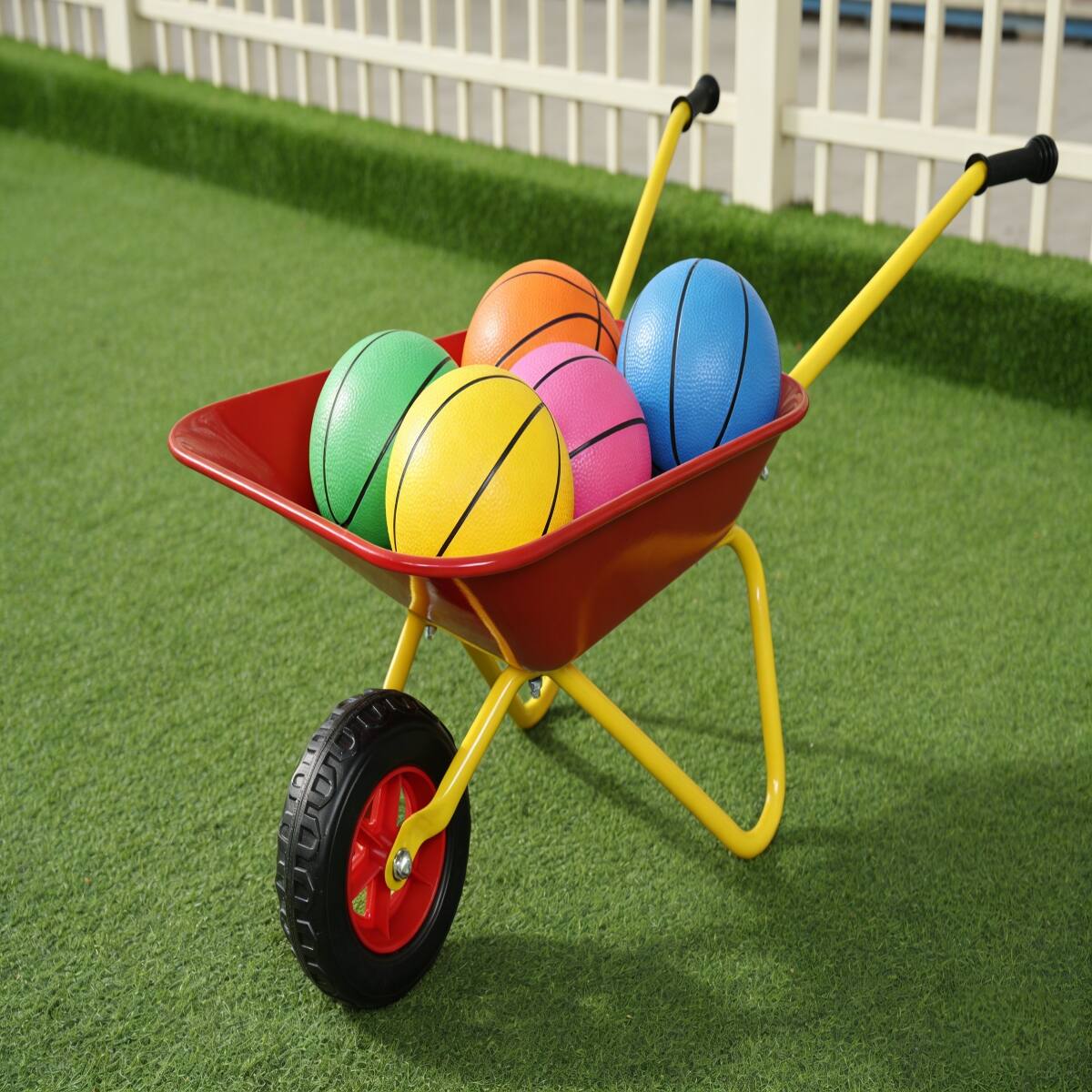 Angle. Loheer - Loheer Kids Metal Wheelbarrow Red Garden Cart for Toddlers 33LBS.