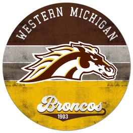 Jardine - Western Michigan Broncos 20'' x 20'' Retro Logo Circle Sign - Brown