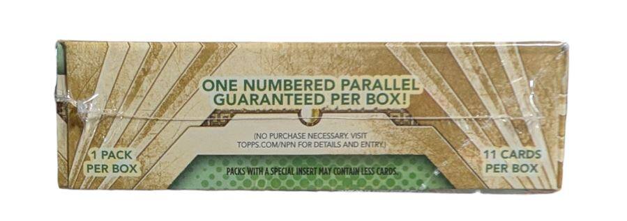 ONE NUMBERED PARALLEL GUARANTEED PER BOX!  
1 PACK PER BOX  
(NO PURCHASE NECESSARY. VISIT TOPPS.COM/NPN FOR DETAILS AND ENTRY)  
PACKS WITH A SPECIAL INSERT MAY CONTAIN LESS CARDS  
11 CARDS PER BOX