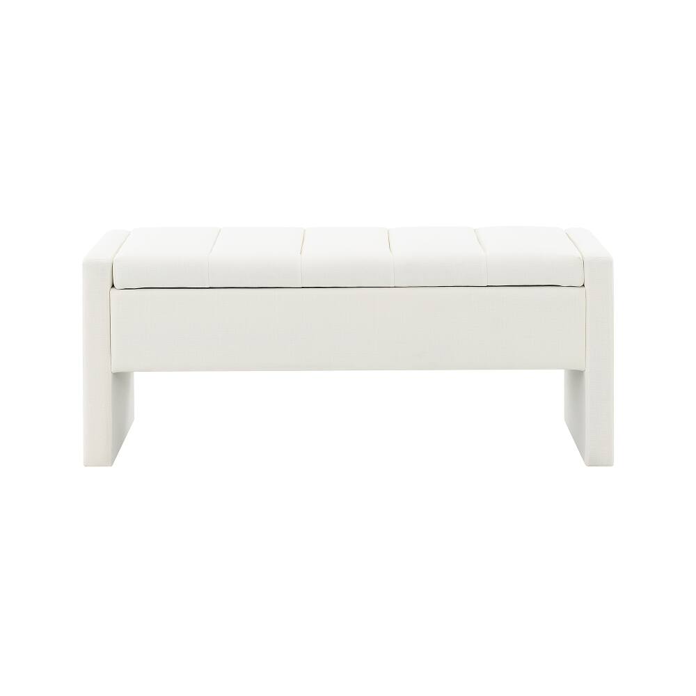 Back. Ropilly - Ropilly Modern Bed End Bench with Storage White Linen ...
