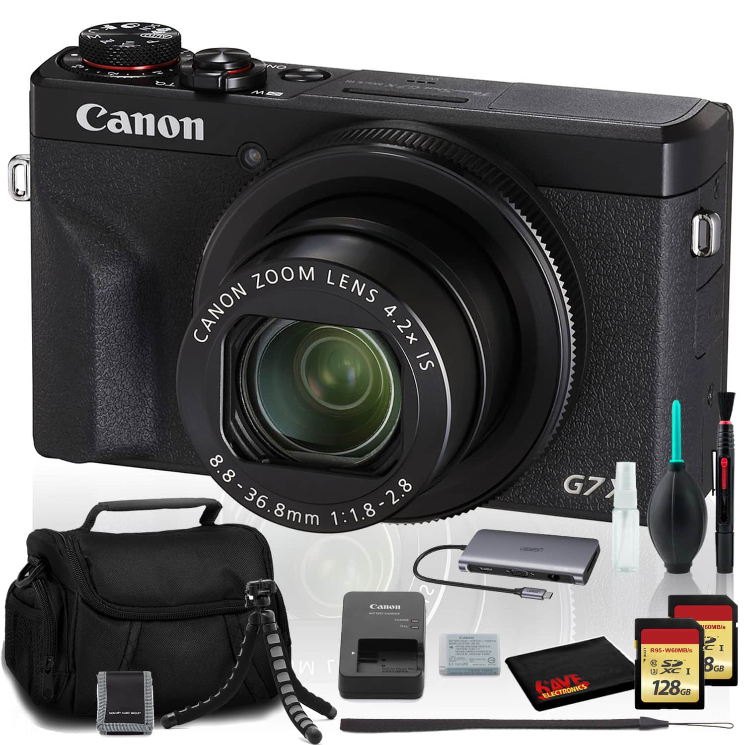 Canon - PowerShot G7 X Mark III Digital Camera (Intl Model) with Two 128GB SD Bundle - Black