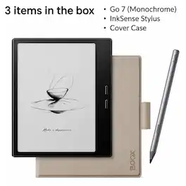 Bundle - BOOX - Go 7 (Gen 2). InkSense Plus Stylus + Beige Magnetic Cover Case with Pen Holder - 2025 - Black