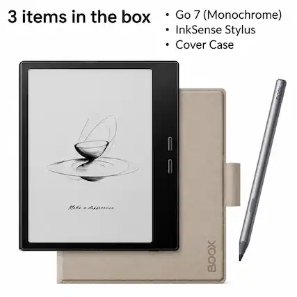 3 items in the box
- Go 7 (Monochrome)
- InkSense Stylus
- Cover Case