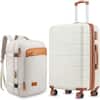 Front. LUGGEX - LUGGEX 20" Carry-On Luggage Travel Tote Bag Set Expandable Hardside Suitcase with Spinner Wheels and TSA Lock - EX-Lite - White.