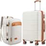 LUGGEX - 20" Carry-On Luggage Travel Tote Bag Set Expandable Hardside Suitcase with Spinner Wheels and TSA Lock - EX-Lite - White
