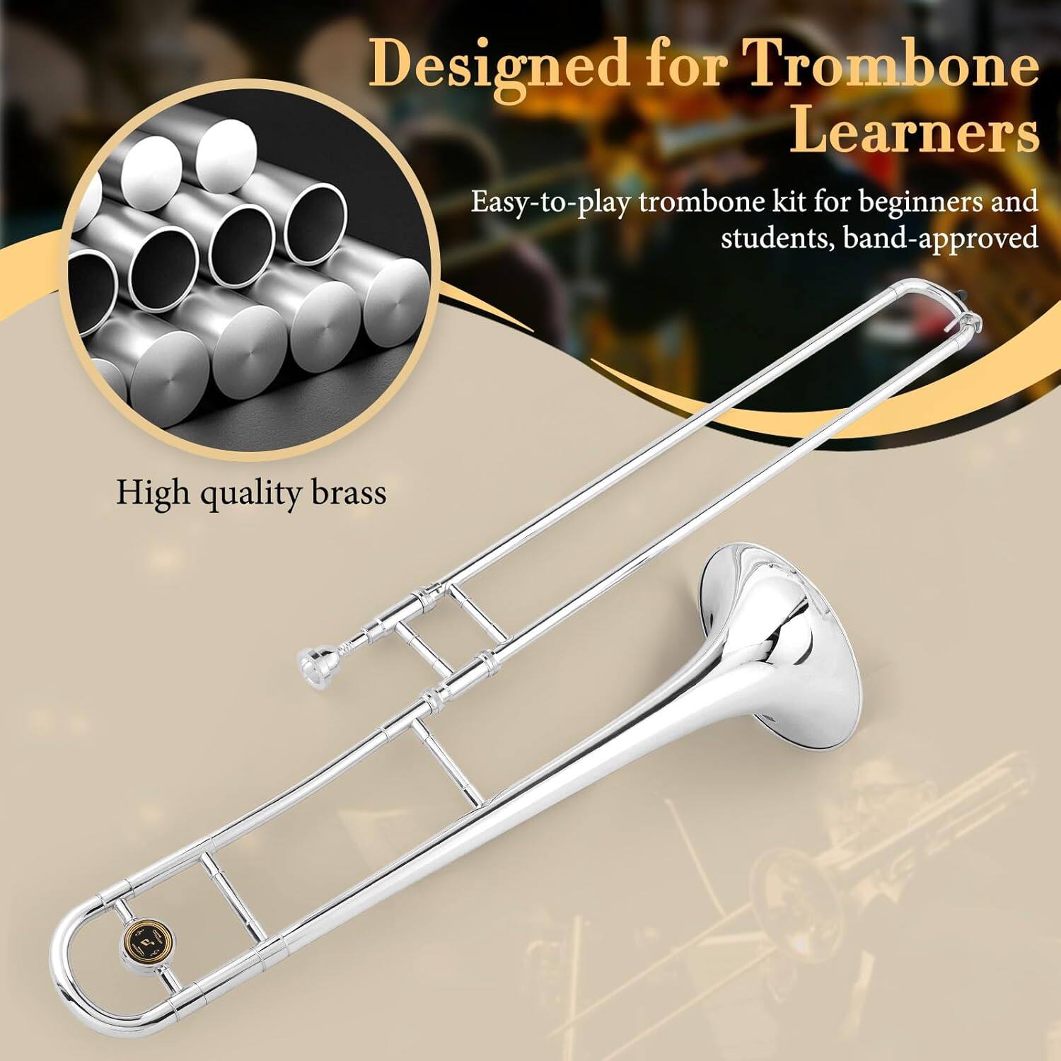 Designed for Trombone Learners

Easy-to-play trombone kit for beginners and students, band-approved

High quality brass