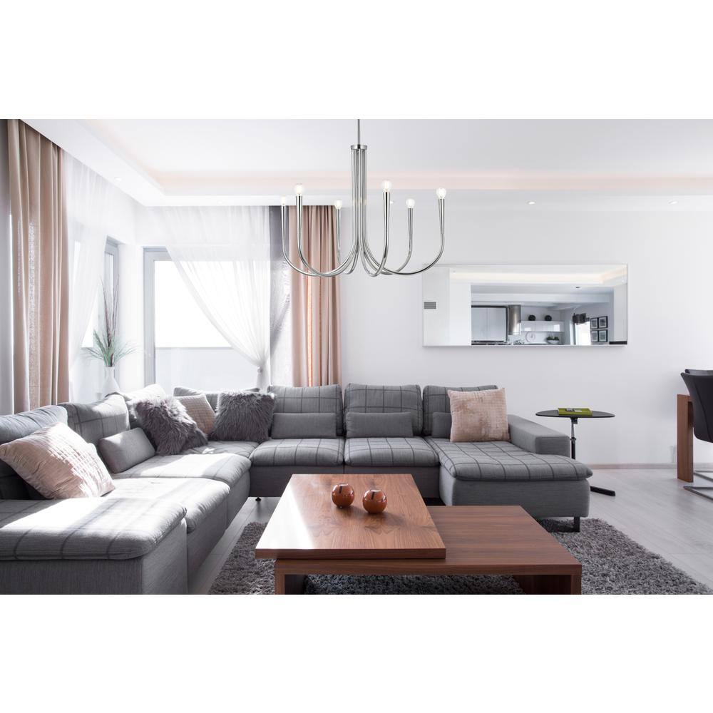 Angle. Living District - Layne 30 inch chandelier in Chrome - Chrome.