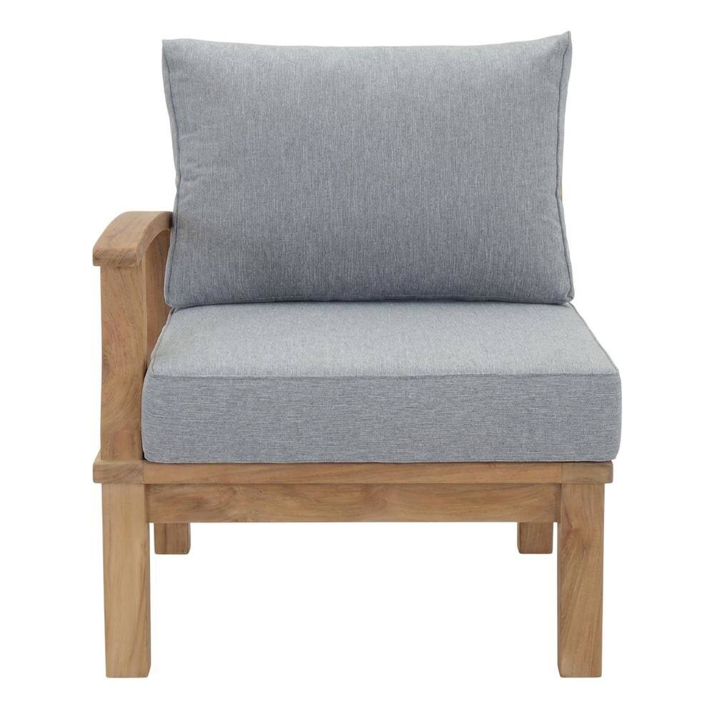 Back. Outdoor Escape - Teak Outdoor Left-Facing Sofa With Cushions And Armrests - Gray.