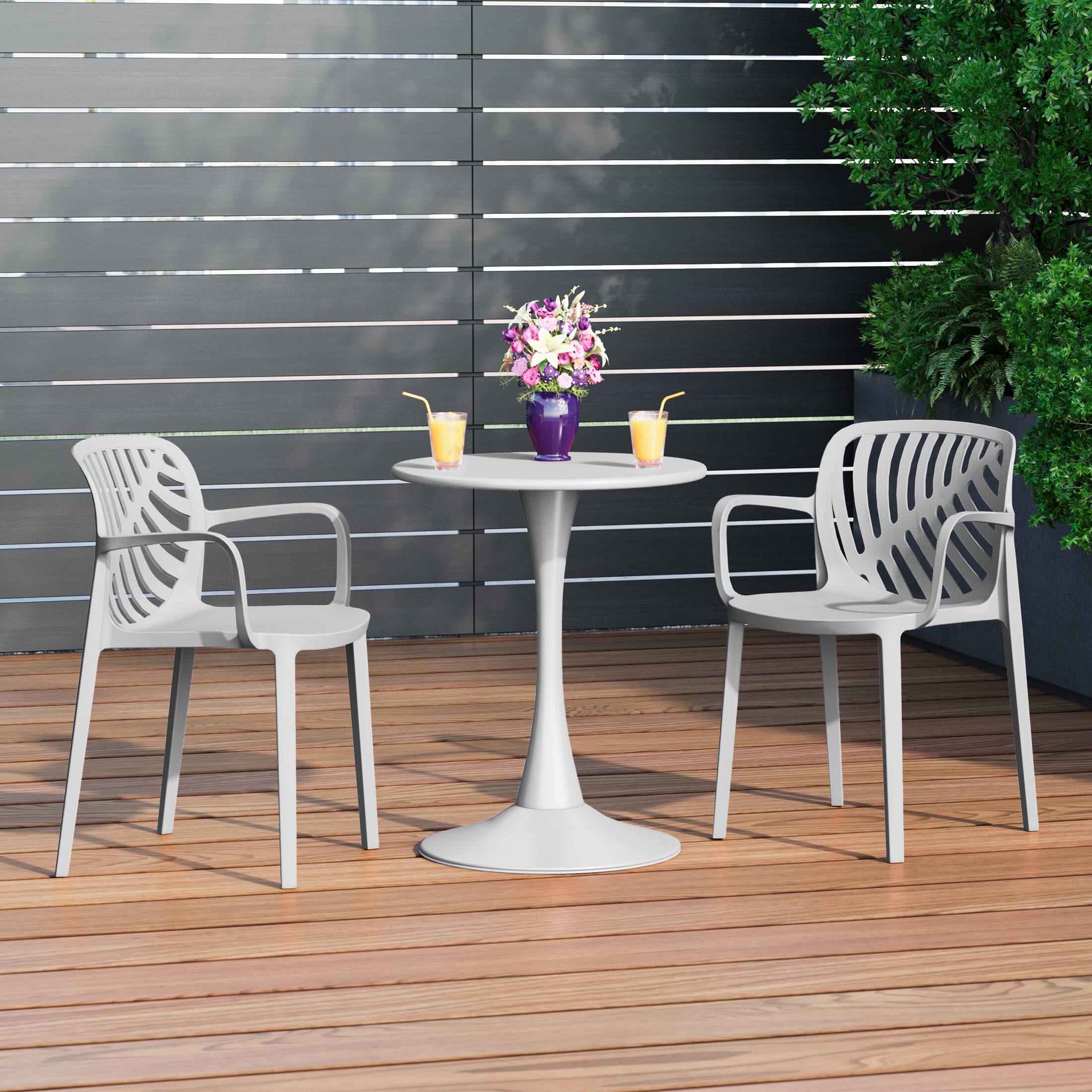Angle. WestinTrends - WestinTrends Playa Outdoor Modern Stackable Patio Dining Armchairs (Set of 2) - Gray.