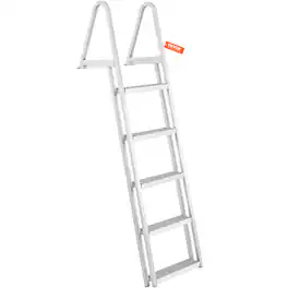 VEVOR - Removable Dock Ladder 5 Steps, 350 lbs Load Capacity, Pontoon Boat Ladder with 4'' Wide Step & Nonslip Design for Ship - Silver