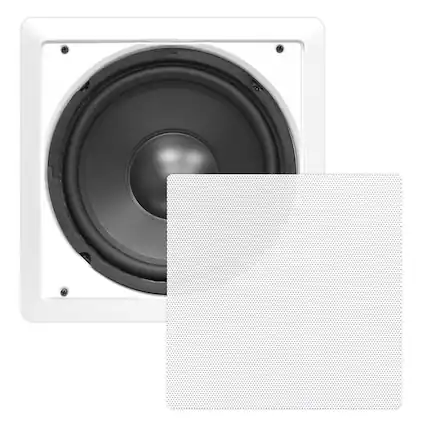 Front. Pyle - 10'' Home In-Wall / In-Ceiling Subwoofer - Black.