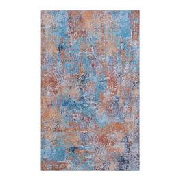 HTUTWOO - Foldable Machine Washable Area Rug 8x10 - Chenille Low Pile, Non-Slip TPR Backing, Stain Resistant, Super Soft Durable - Multi