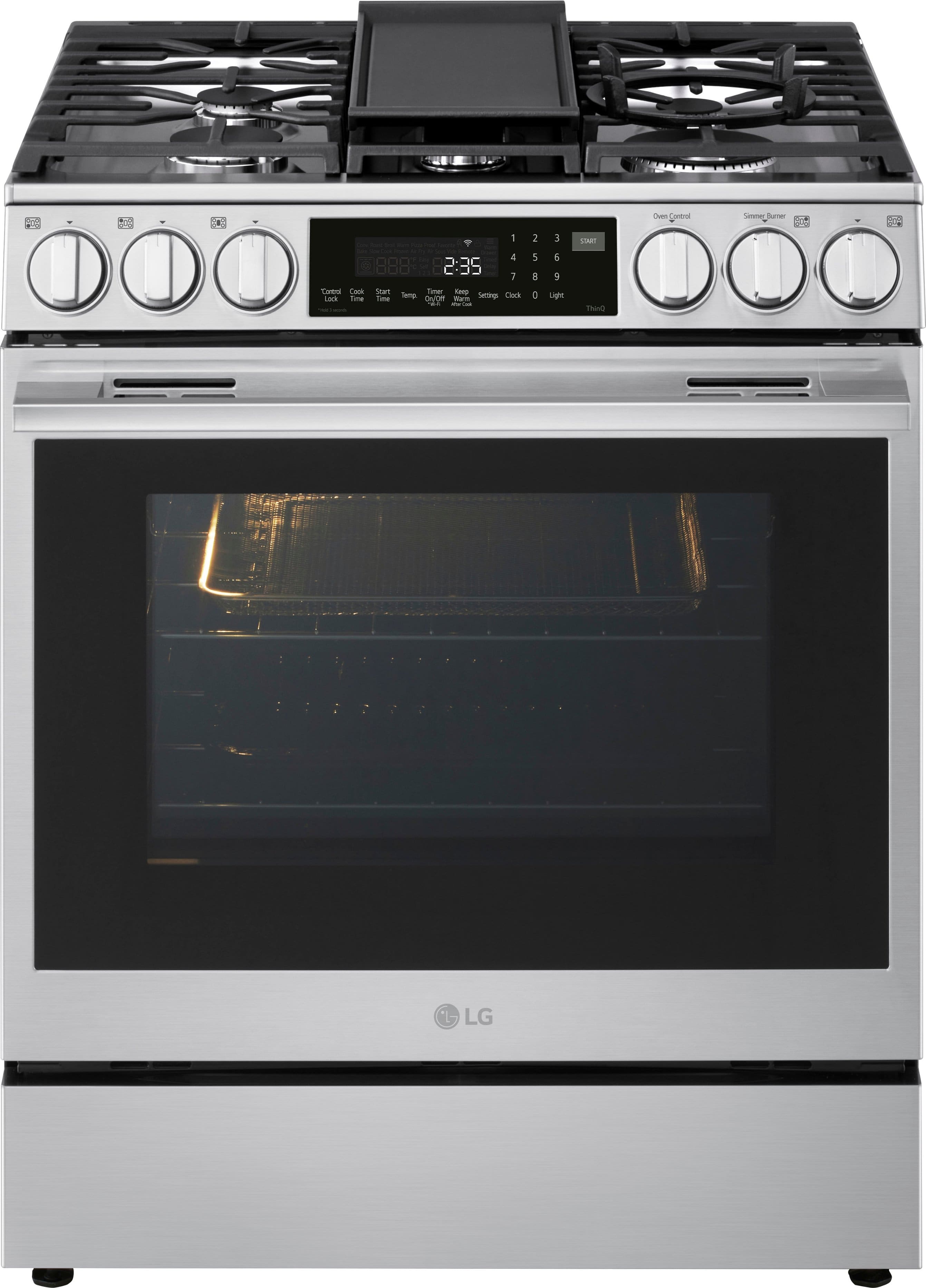 LG - 6.3 Cu. Ft. Slide-In Gas True Convection Smart Range with EasyClean, Air Fry and UltraHeat 22K Dual Burner - PrintProof Stainless Steel