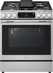 LG - 6.3 Cu. Ft. Slide-In Gas True Convection Smart Range with EasyClean, Air Fry and UltraHeat 22K Dual Burner - Stainless Steel - Front_Zoom