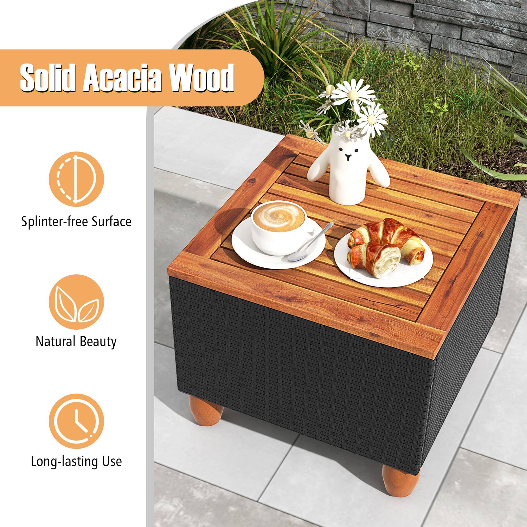 Solid Acacia Wood

- Splinter-free Surface
- Natural Beauty
- Long-lasting Use