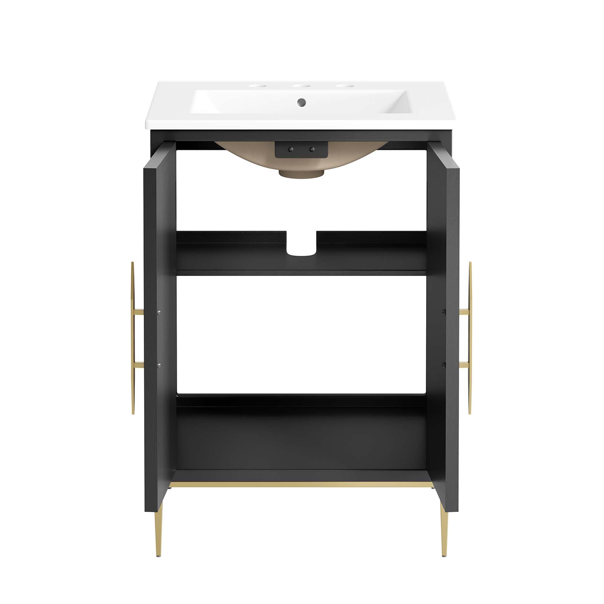 Alt View 4. Modway - Awaken Bathroom Vanity Basin Included by Modway - White Black.