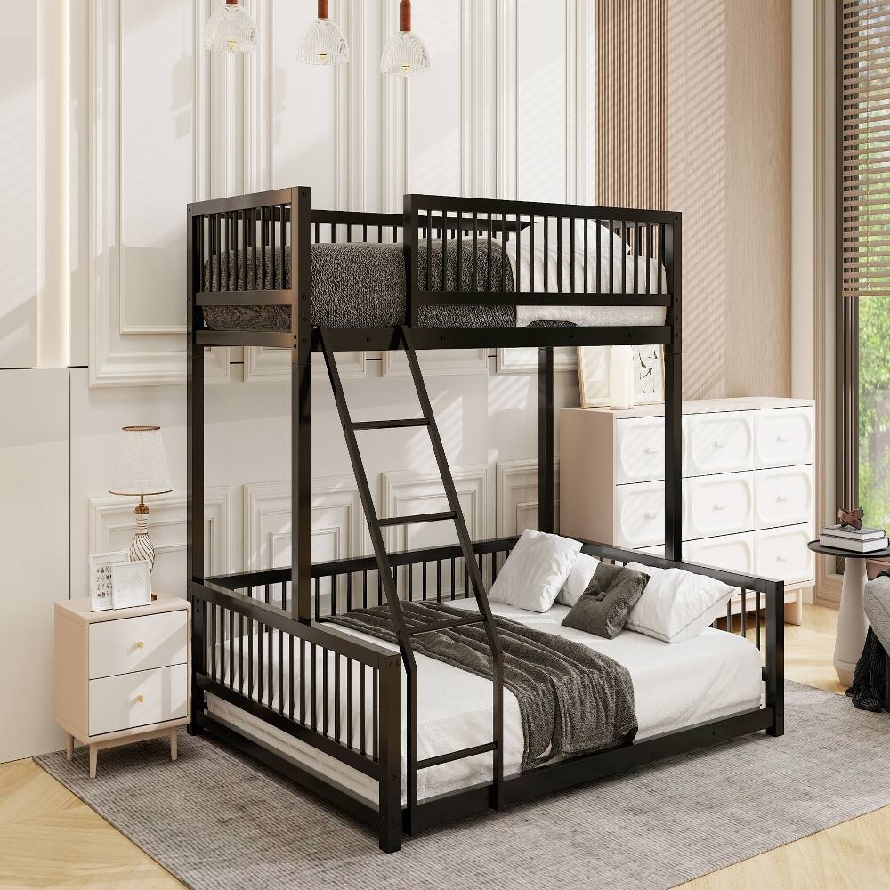 Alt View 2. Loheer - Loheer Twin XL Over Queen Bunk Bed Heavy Duty Metal Frame Black - Black.